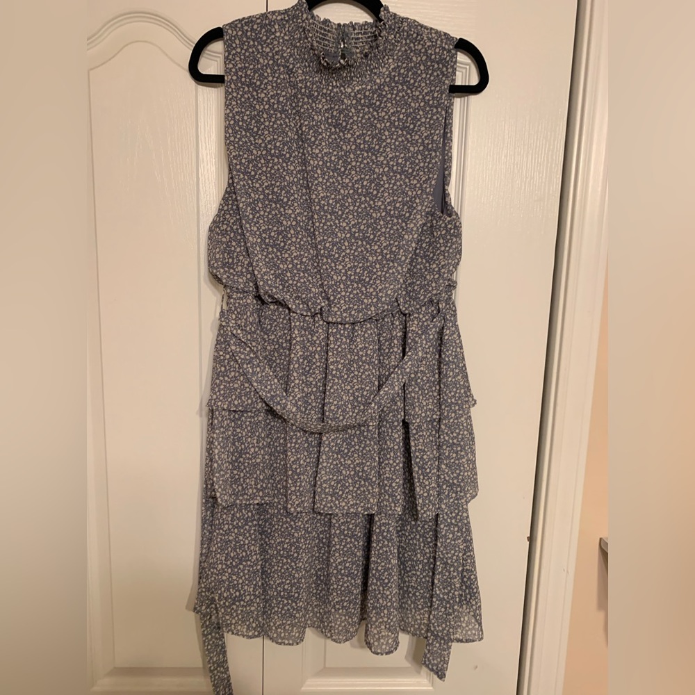 Blue floral ruffle dress